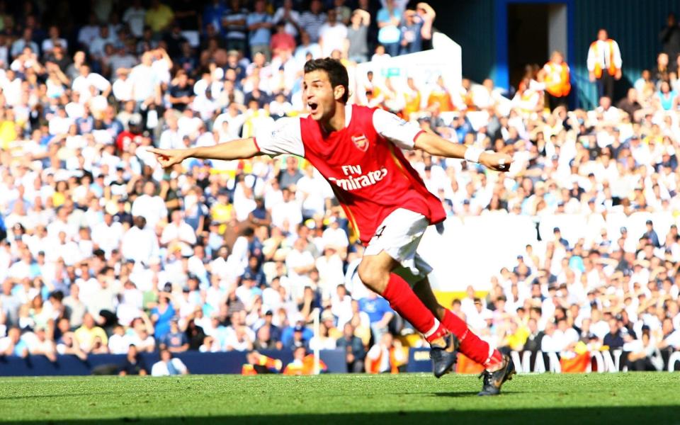 Cesc Fabregas celebrates scoring against Tottenham in 2007 - Getty Images