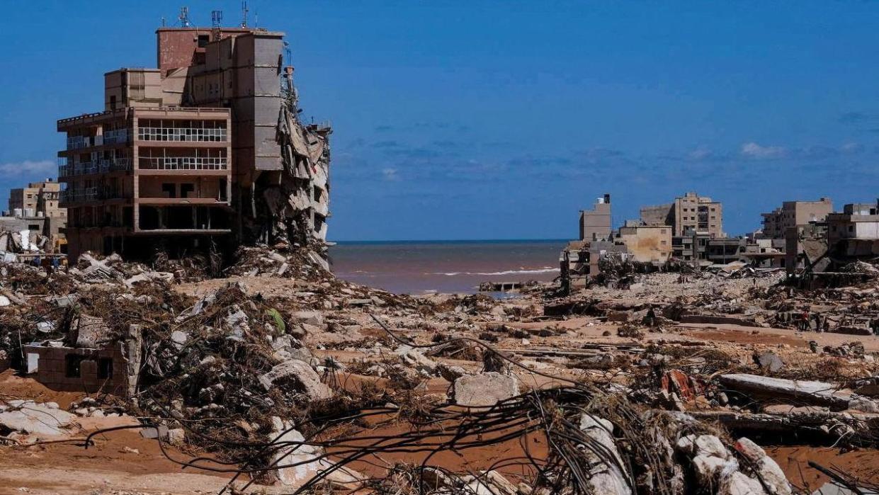 Un edificio destruido por la tormenta Daniel