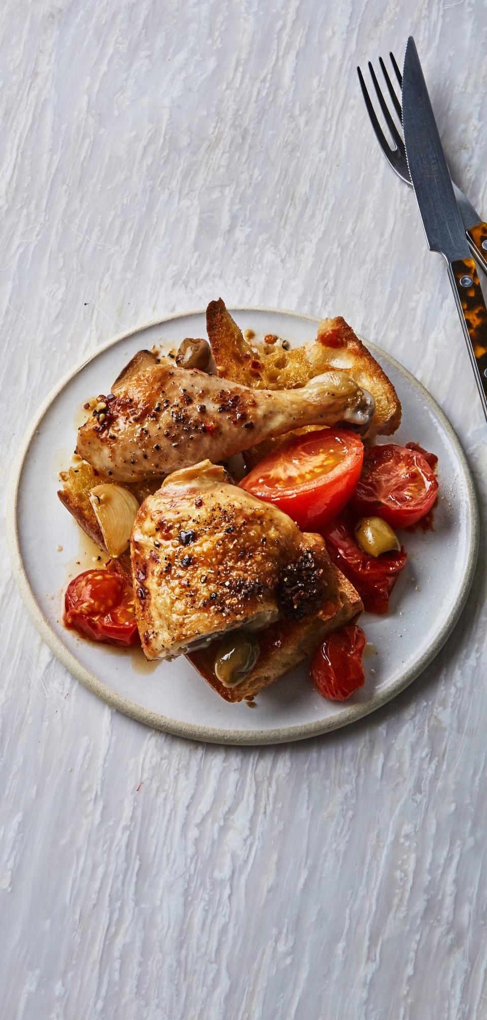 One-Dish Baked Chicken with Tomatoes and Olives