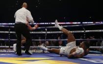 Britain Boxing - Anthony Joshua v Wladimir Klitschko IBF, IBO & WBA Super World Heavyweight Title's - Wembley Stadium, London, England - 29/4/17 Wladimir Klitschko knocks down Anthony Joshua Action Images via Reuters / Andrew Couldridge Livepic