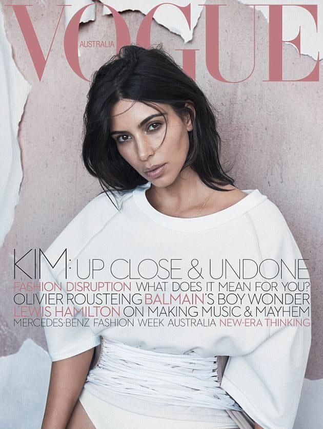 The June issue of Vogue Australia starring Kim Kardashian.