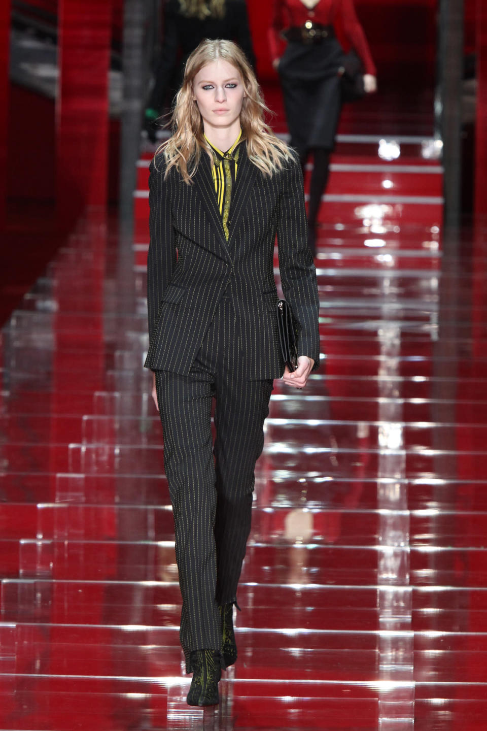 A classic pinstripe suit from the Versace’s Fall/Winter 2015 collection.