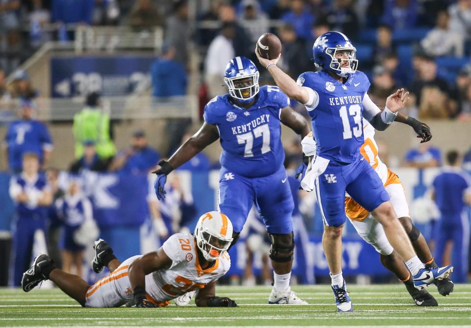 UK quarterback Devin Leary (13) had his best showing of the season against Tennessee.