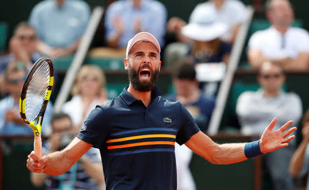 Tennis - French Open - Roland Garros, Paris, France - May 30, 2018 France's Benoit Paire reacts during his second round match against Japan's Kei Nishikori REUTERS/Pascal Rossignol