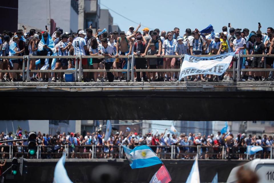 An estimated 4 million people lined the streets of Buenos Aires to celebrate the Argentina team’s return (Getty Images)