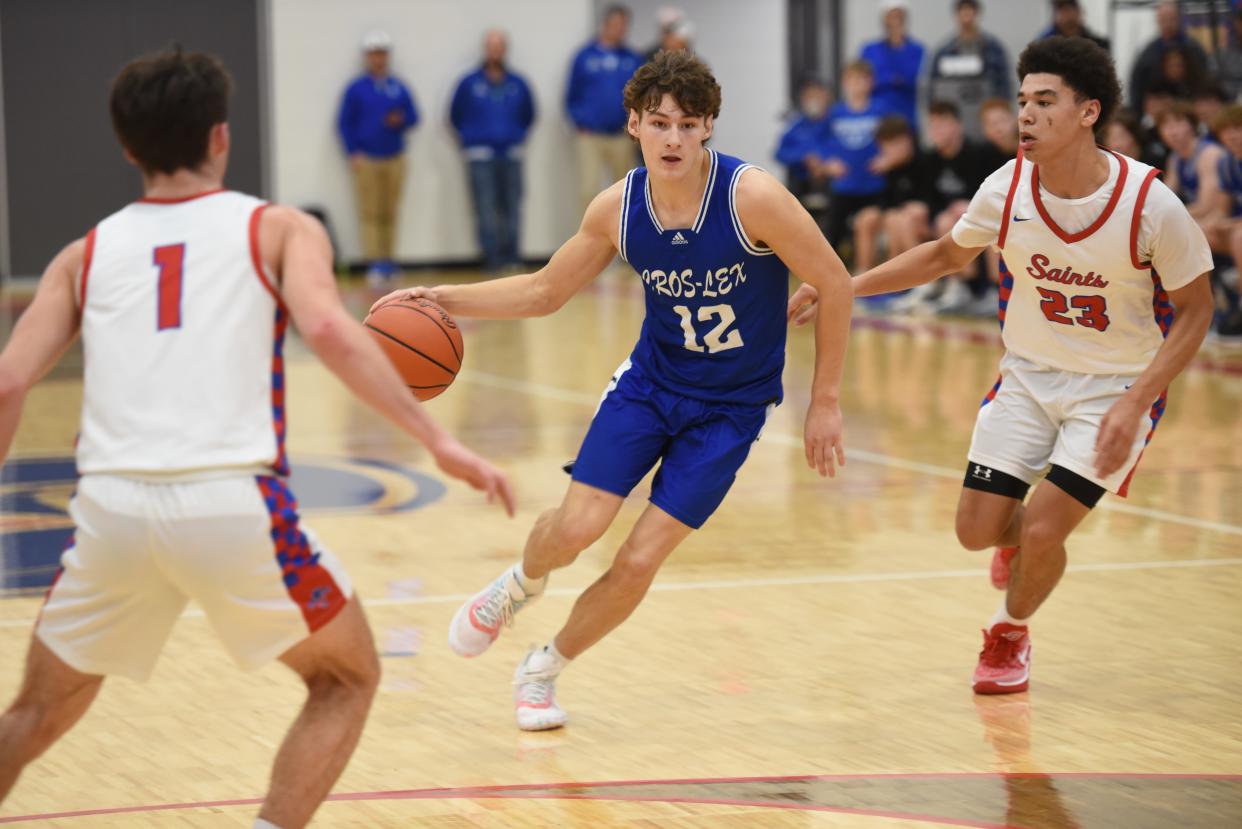 Croswell-Lexington's Gavin Espinoza drives the lane during a game earlier this season.