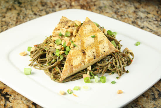 <strong>Get the <a href="http://www.macheesmo.com/2010/12/grilled-tofu-with-spicy-soba/" target="_blank">Grilled Tofu With Spicy Soba</a> recipe from Macheesmo</strong>