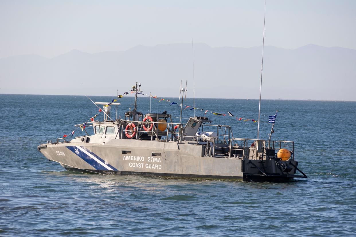 image of greek coast guard boat at sea