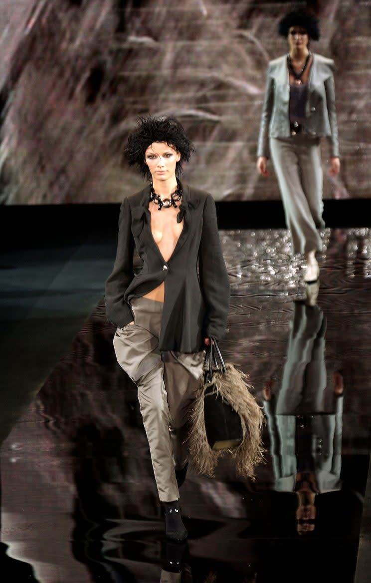 Slouchy Armani tailoring from the designer's AW03 collection [Photo: Getty]