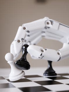 <span class="caption">While Artificial Intelligence may be surpassing many human capabilities, it still can’t compete with the human skill of emotional intelligence.</span> <span class="attribution"><a class="link " href="https://www.shutterstock.com/image-illustration/artificial-intelligence-playing-chess-concept-robot-447729400" rel="nofollow noopener" target="_blank" data-ylk="slk:Shutterstock;elm:context_link;itc:0;sec:content-canvas">Shutterstock</a></span>