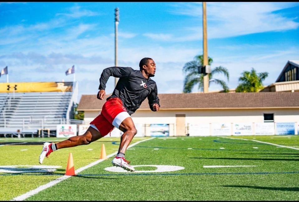 Dominique Robinson works on his speed and agility with X3 Performance and Physical Therapy in Fort Meyers, Florida.