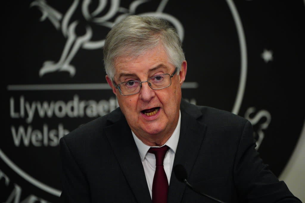 Mark Drakeford will give a press conference on Friday  (PA)