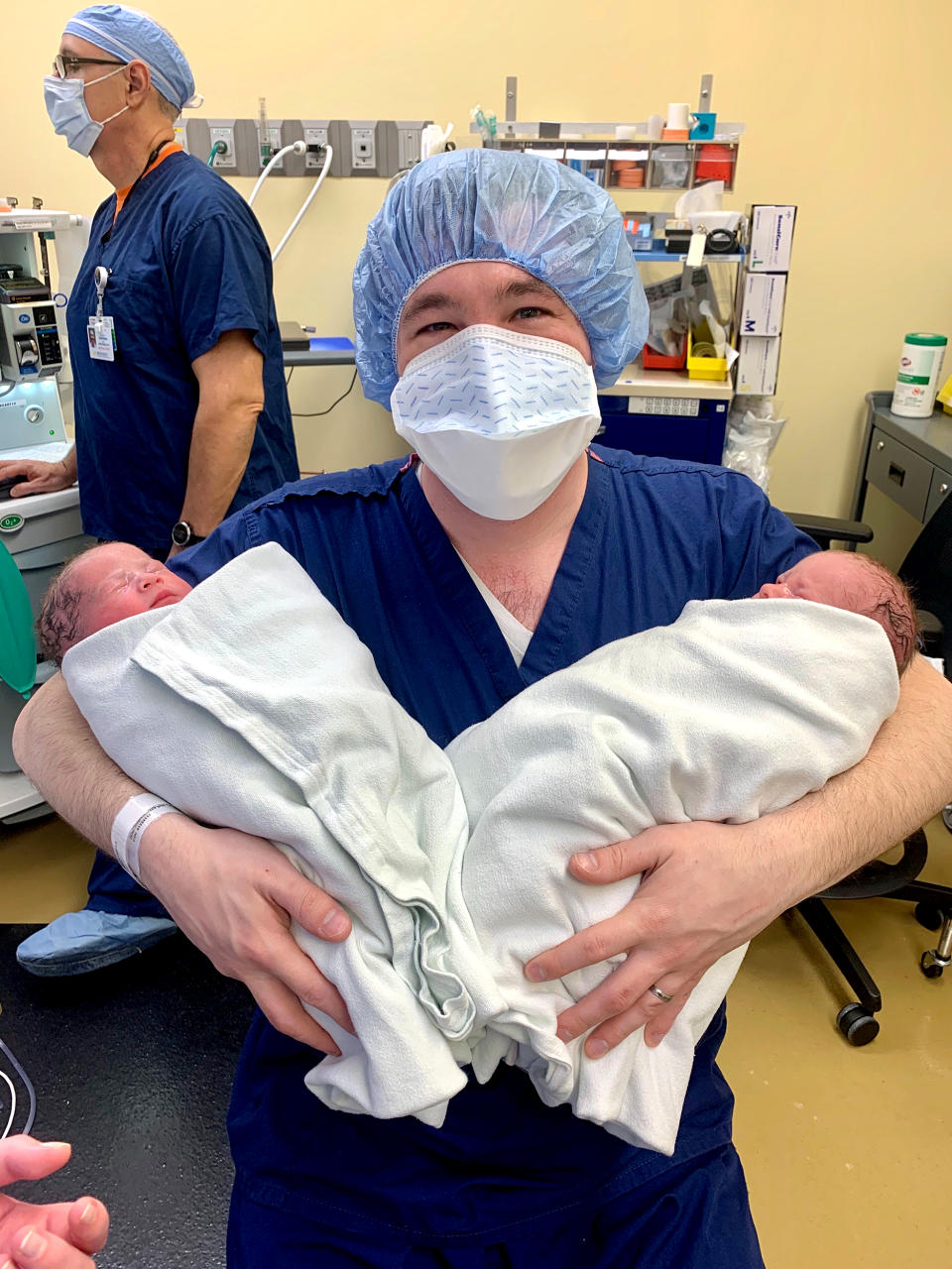 Randy LaCosse normally would be back at work now. Because of the lockdowns, he is working from home and able to see his twins much more — an unexpected silver lining. (Courtesy Emily LaCosse)