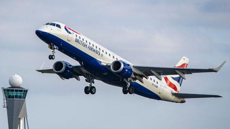 A BA plane takes off