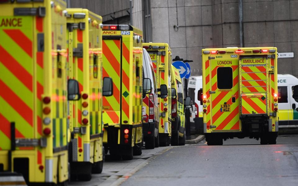 Ambulances outside the Royal London hospital in London - Andy Rain/EPA-EFE/Shutterstock