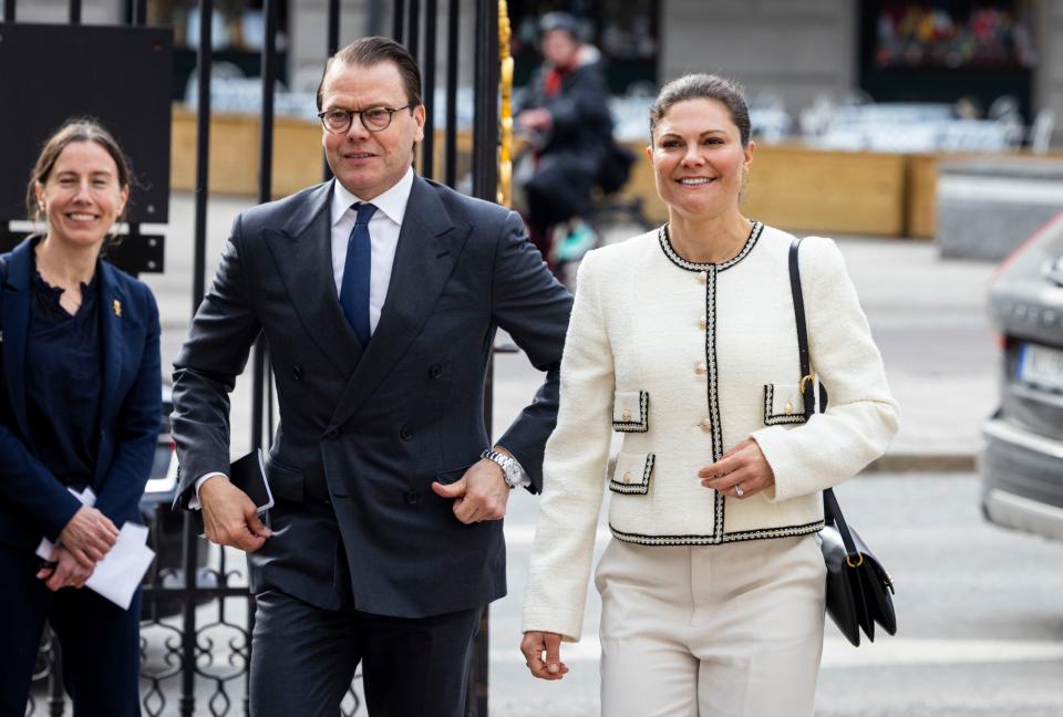 Prince Daniel of Sweden and Crown Princess Victoria of Sweden visits Sweden's Supreme Court on April 10, 2024 in Stockholm, Sweden.