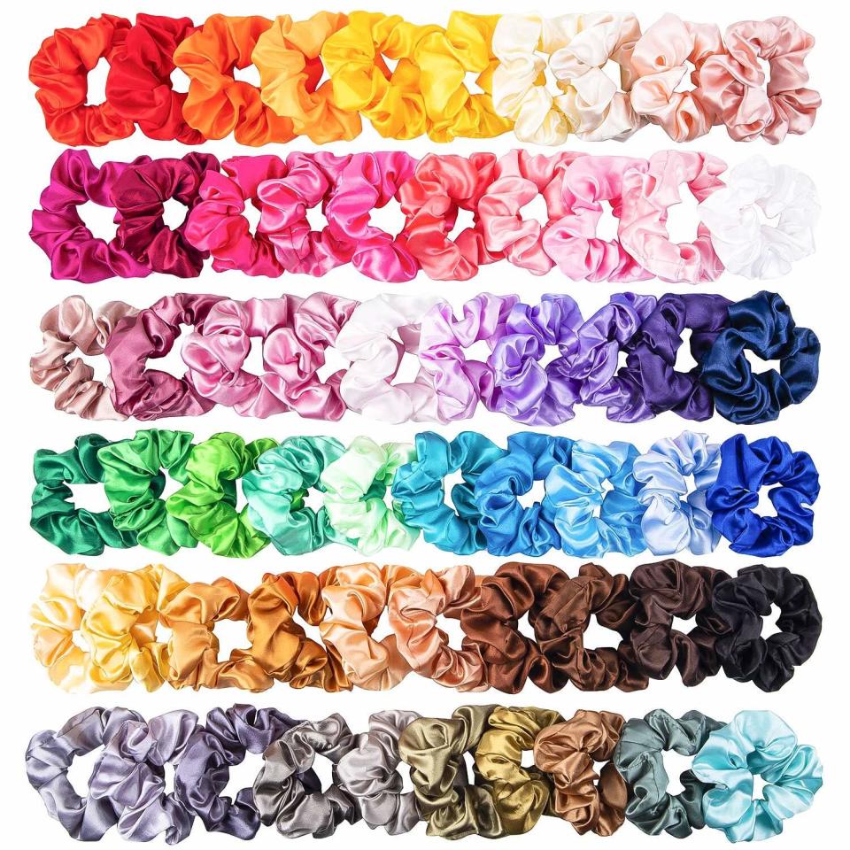 WATINC 60Pcs Silk Satin Hair Scrunchies Set