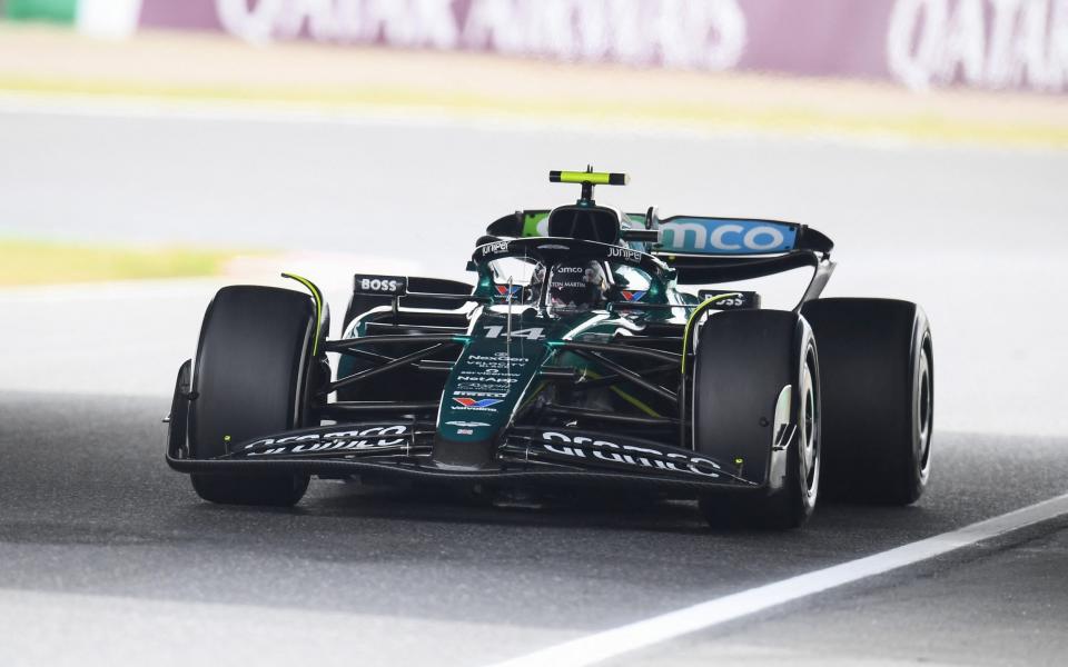 Aston Martin's Spanish driver Fernando Alonso takes part in the third practice session for the Formula One Japanese Grand Prix race at the Suzuka circuit in Suzuka, Mie prefecture on April 6, 2024.