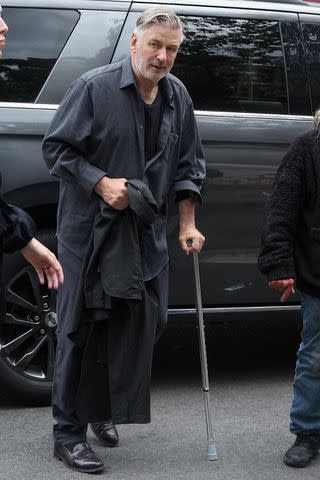 <p>Said Elatab / BACKGRID</p> Baldwin with a walking stick in N.Y.C.