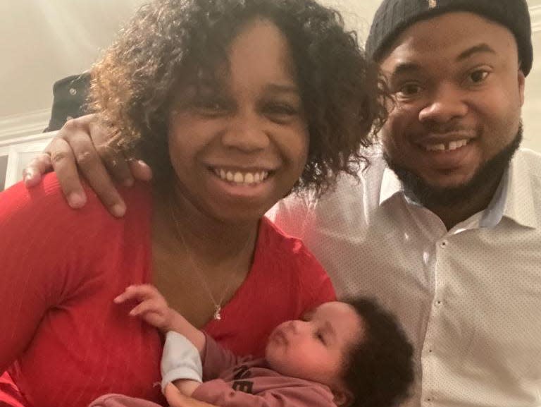 Shalonda Trent and Precious Spik Ubaka with their baby, Amiyah