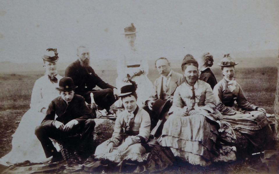 The Routh family dining at Stonehenge in 1875 - routh family/english heritage