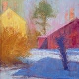 "Winter Warmth at Strawbery Banke," an oil painting by Carol Shore