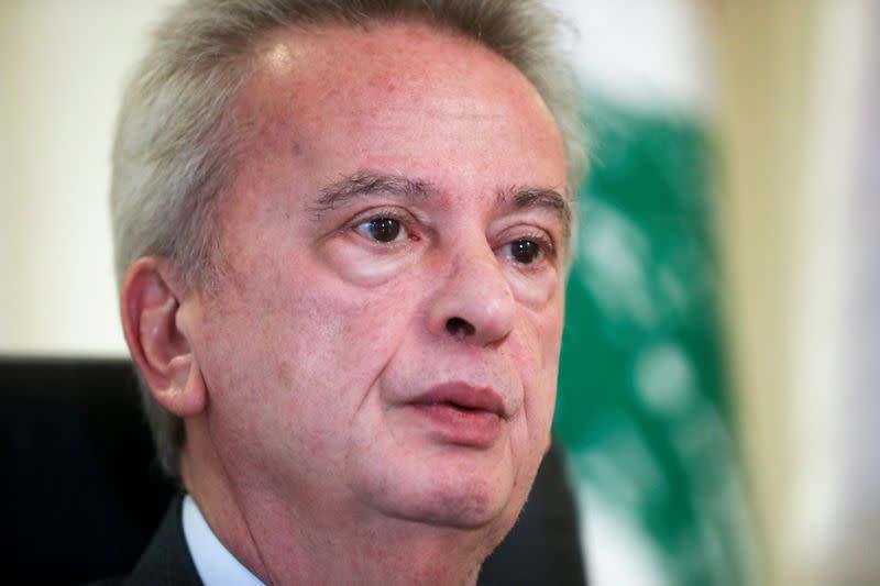 Lebanon's Central Bank Governor Riad Salameh speaks during an interview in Beirut