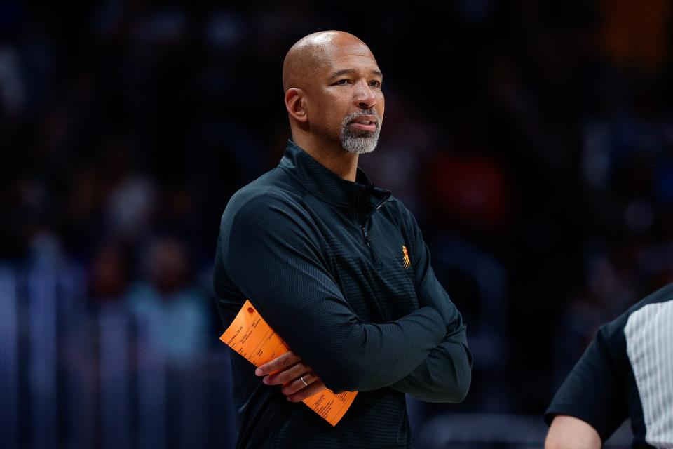 Phoenix Suns head coach Monty Williams during the fourth quarter of a loss against the Denver Nuggets in Game 5 of the playoffs in the conference semifinals at Ball Arena in Denver, May 9, 2023.