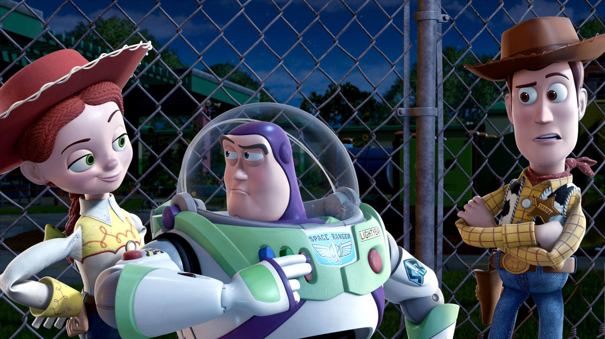 Jessie (voiced by Joan Cusack), Buzz Lightyear (voiced by Tim Allen) and Woody (voiced by Tom Hanks) in <em>Toy Story 3.</em> (Photo: Buena Vista Pictures c/o Everett Collection)