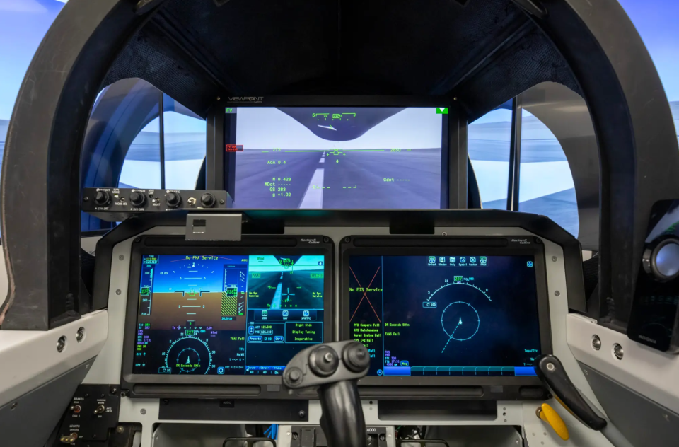 A graphic render of the inside of the X-59 cockpit including the XVS. <em>Lockheed Martin</em>