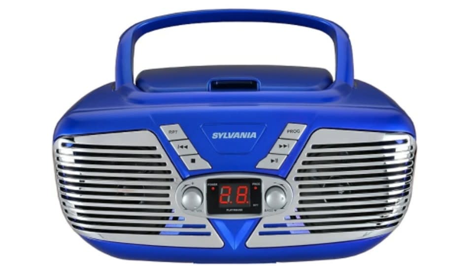 Sylvania Portable Retro CD Boombox with AM/FM Radio - Staples Canada, $45