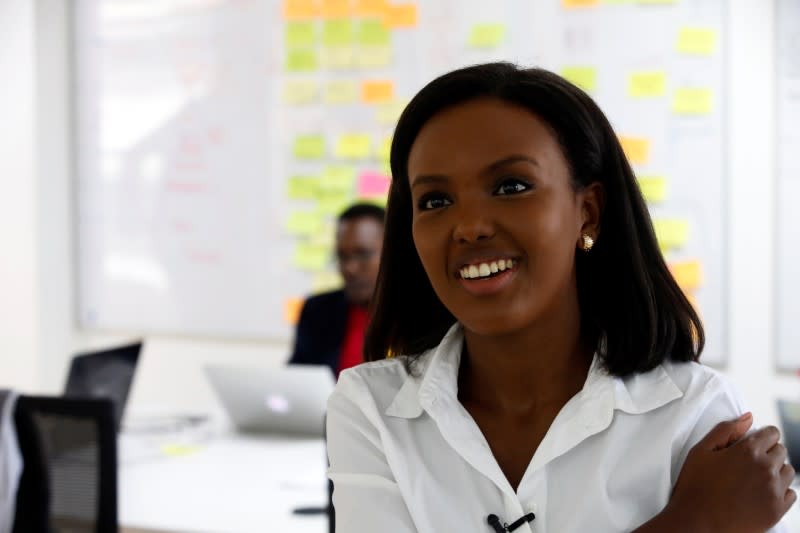 Jihan Abass, founder and CEO of Griffin Insurance, speaks during an interview with Reuters as they prepare to release their flagship digital-only car insurance company, in Nairobi