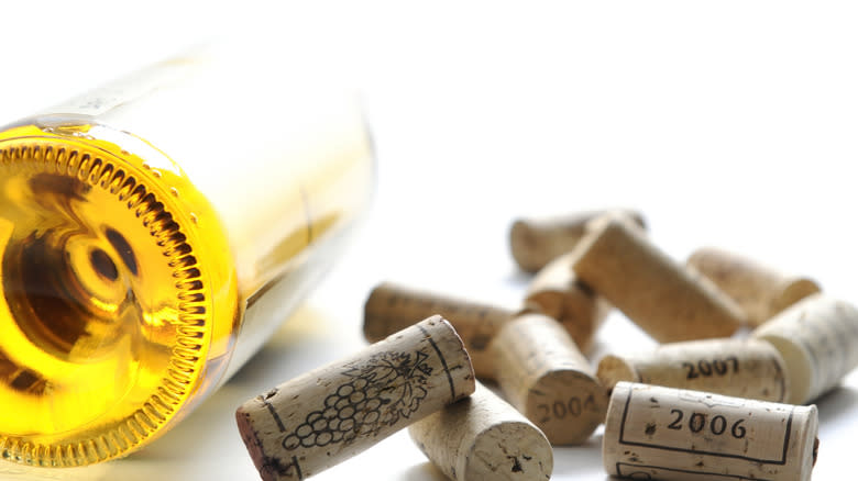 Bottle of wine and corks 