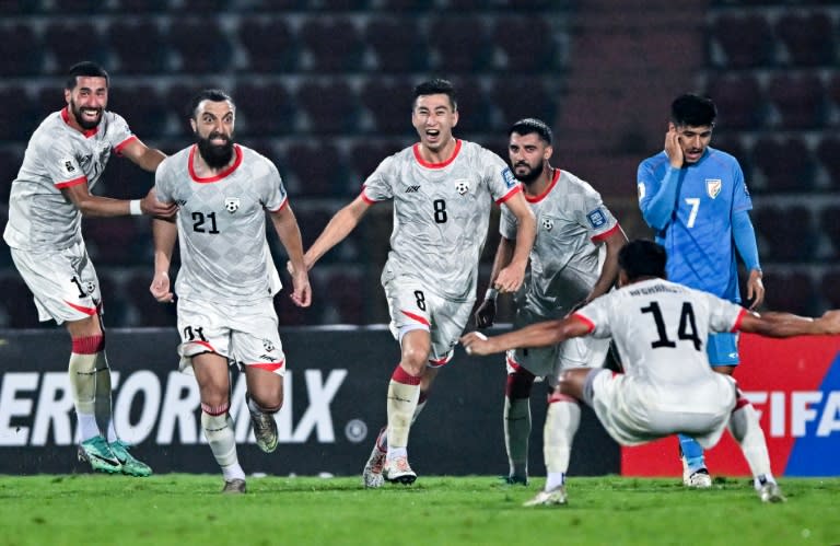 Afghanistan celebrate scoring against India earlier this year (Biju BORO)