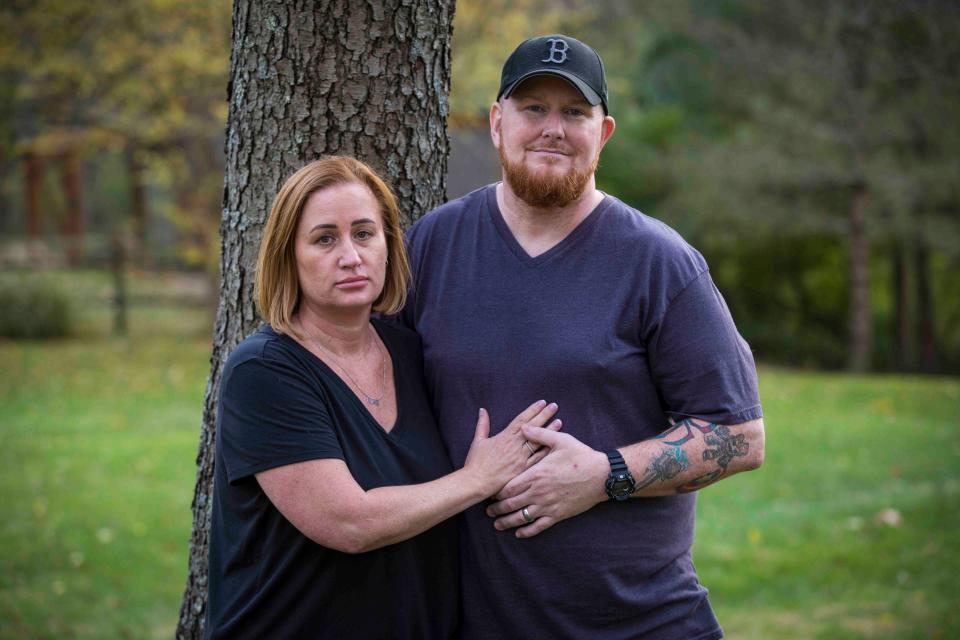 Brian and Felisha Zimmerman, at their home in Green Township, November 24, 2021. Their son, Kristopher Teetor, 17, was shot to death the evening of Nov. 6, 2021, after buying juice at the BP food mart in South Fairmont. Joseph Bazel III, 24, was arrested Nov. 23, 2021 and charged with aggravated murder for the shooting. They lost a second son, Brian Crouse, Jr., 18, to gun violence on July 25, 2017. 