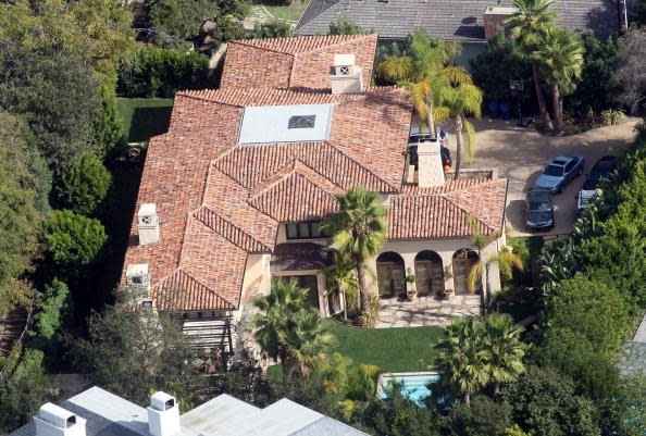 Aerial view of Miley Cyrus's home in Los Angeles, California.