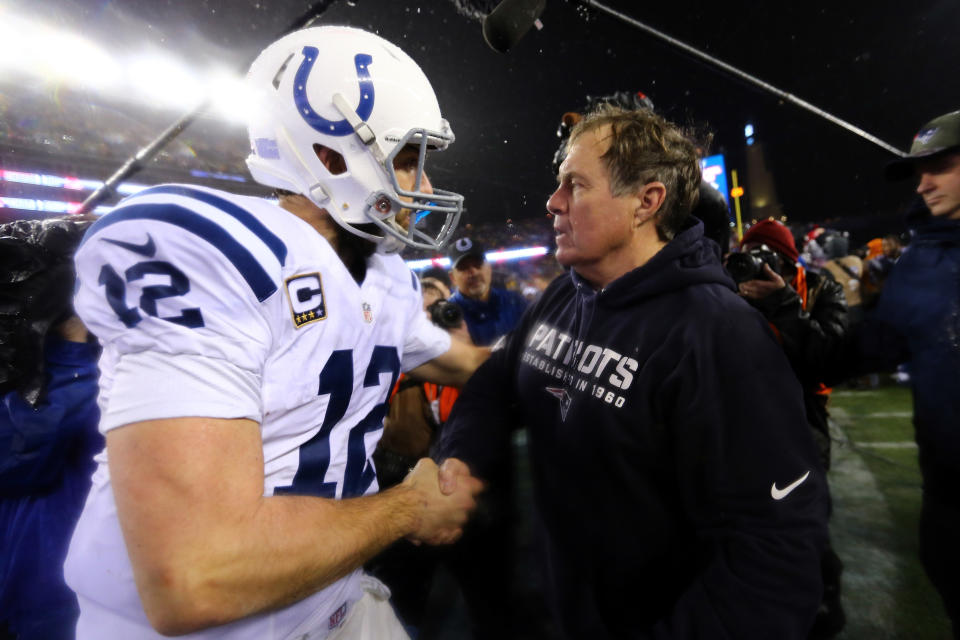 Bill Belichick seemed to not be aware on Monday that Andrew Luck had retired. (Getty)
