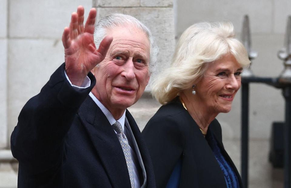 King Charles III and Queen Camilla leave The London Clinic on Jan. 29, 2024 in London, England. The King had been receiving treatment for an enlarged prostate when medical staff detected a form of cancer. (Peter Nicholls/Getty Images - image credit)