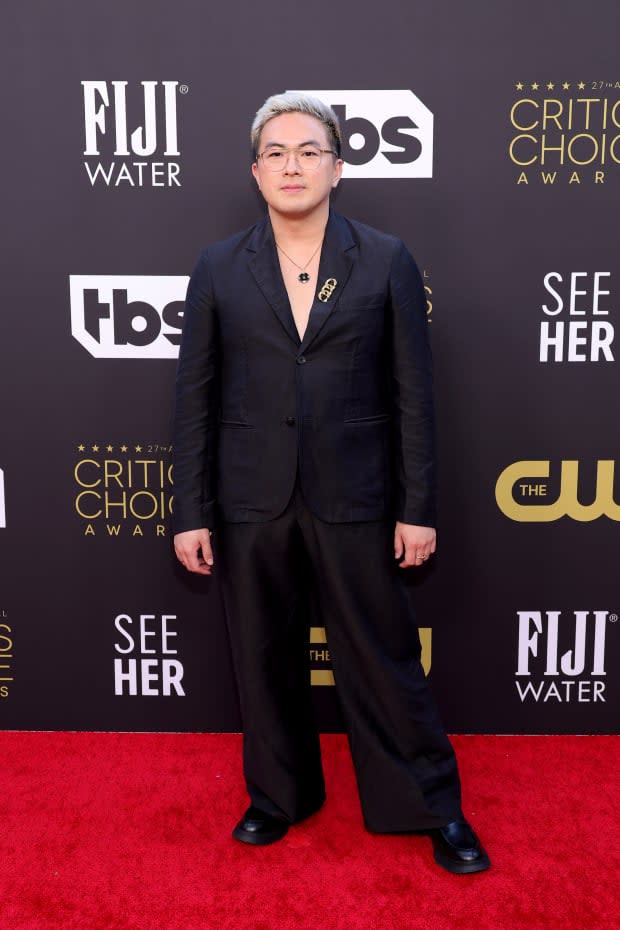 Bowen Yang wearing Outlier by Willie Norris on the red carpet at the 2022 Critics Choice Awards. <p>Photo: Matt Winkelmeyer/Getty Images</p>