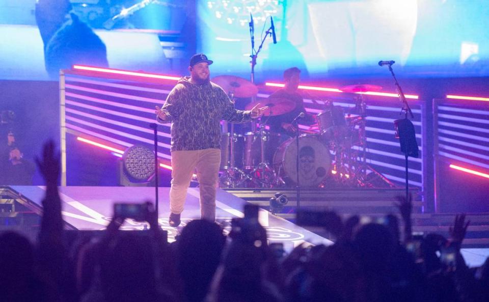 Fans cheer as Luke Combs walks onto the stage to perform at Beaver Stadium as part of his Growin’ Up and Gettin’ Old tour on Saturday, April 27, 2024. Abby Drey/adrey@centredaily.com