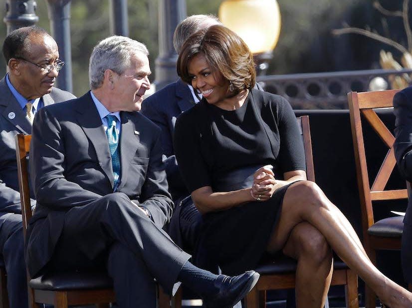 Michelle Obama and George W. Bush