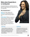 Graphic profiles Sen. Kamala Harris, Democratic candidate Joe Biden's running mate;