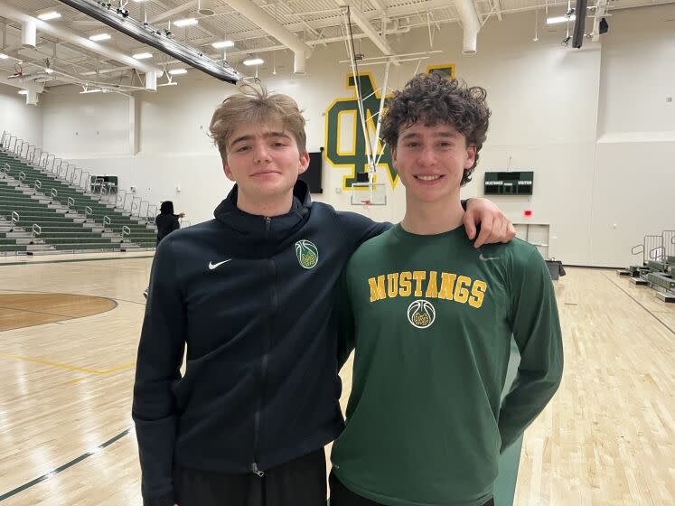 Seniors Will Householter (left) and Dylan Black have led the Mira Costa boys' basketball team to a 23-1 record.