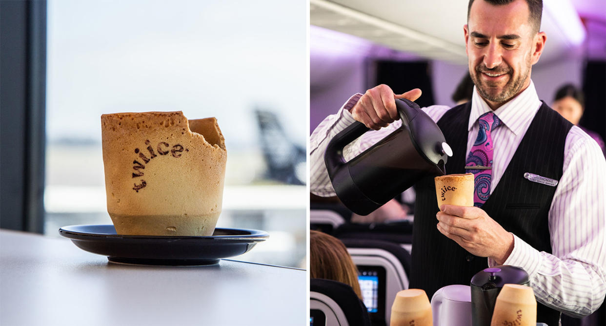 Air New Zealand is trialling edible coffee cups. [Photo: PA]