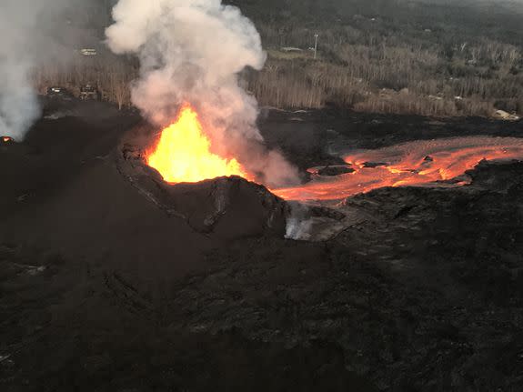 Fissure 8 spews lava into the air in June.