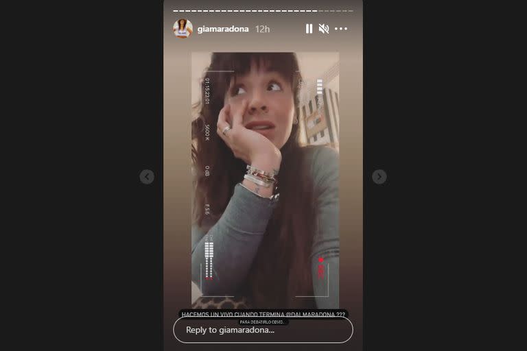 Captura de pantalla de historias en Instagram de Gianinna Maradona.