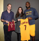 <p>The pair received a sweet gift from the Cleveland Cavaliers while at the game: personalized jerseys from star LeBron James, one for the couple that read 'Cambridge' and another for then-tiny Prince George with his name. </p>