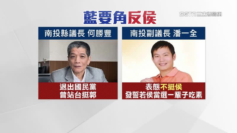 南投縣議長何勝豐退出國民黨挺郭台銘，副議長潘一全則表態不支持侯友宜。