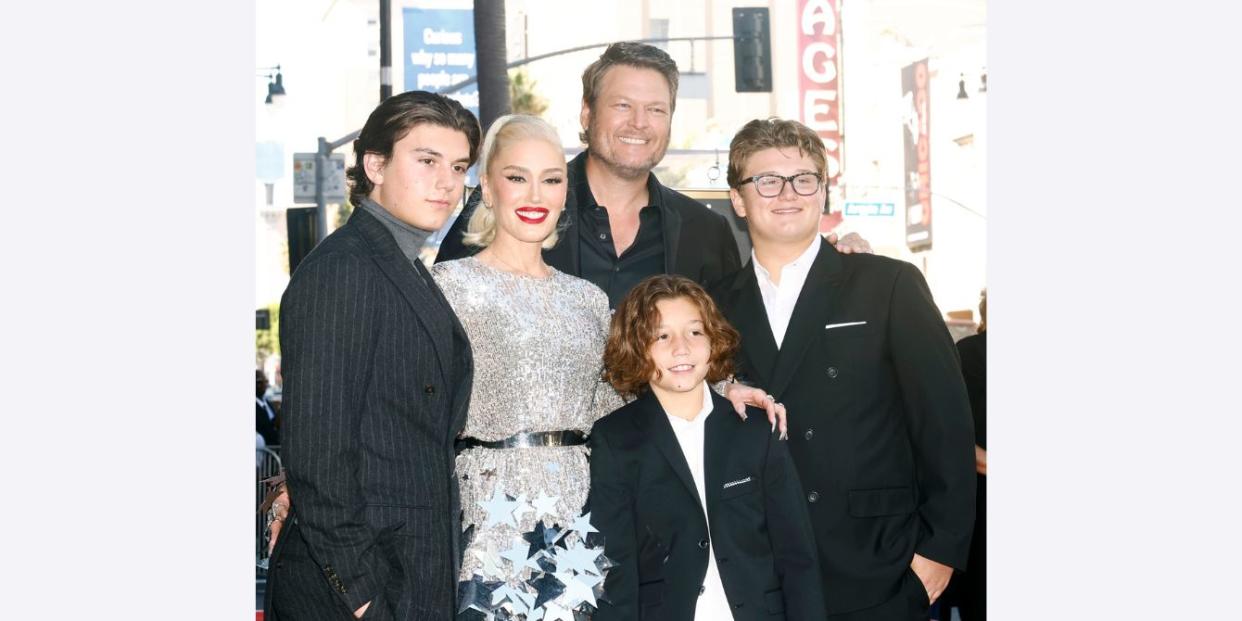 Gwen Stefani with Blake Shelton and her three sons