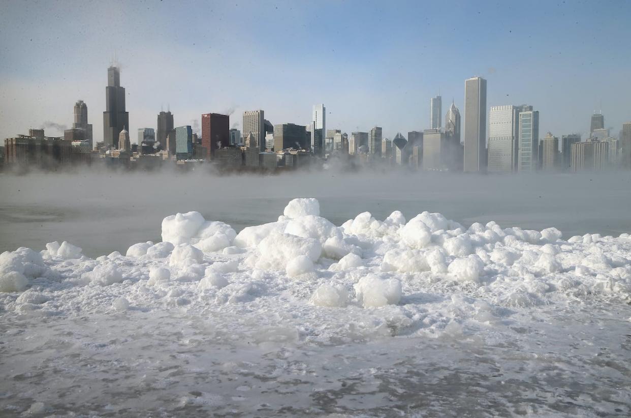 Water vapor rising from the surface of Lake Michigan condenses into droplets on a sub-zero day, Jan. 6, 2014. <a href="https://www.gettyimages.com/detail/news-photo/ice-builds-up-along-lake-michigan-as-temperatures-dipped-news-photo/461021093" rel="nofollow noopener" target="_blank" data-ylk="slk:Scott Olson/Getty Images;elm:context_link;itc:0;sec:content-canvas" class="link ">Scott Olson/Getty Images</a>